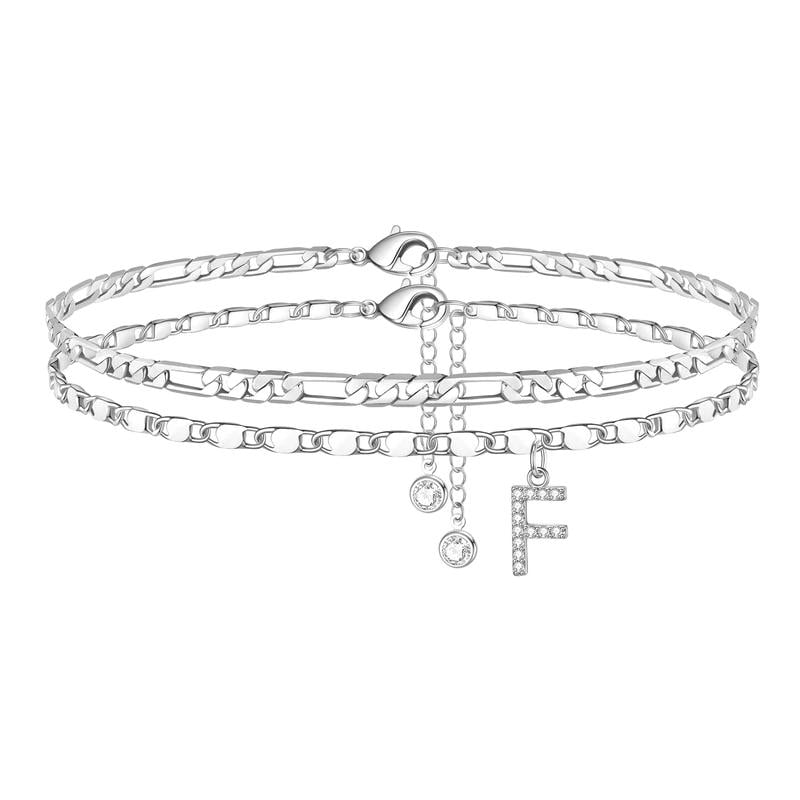 2 Pack - Letter Layered Ankle Bracelets