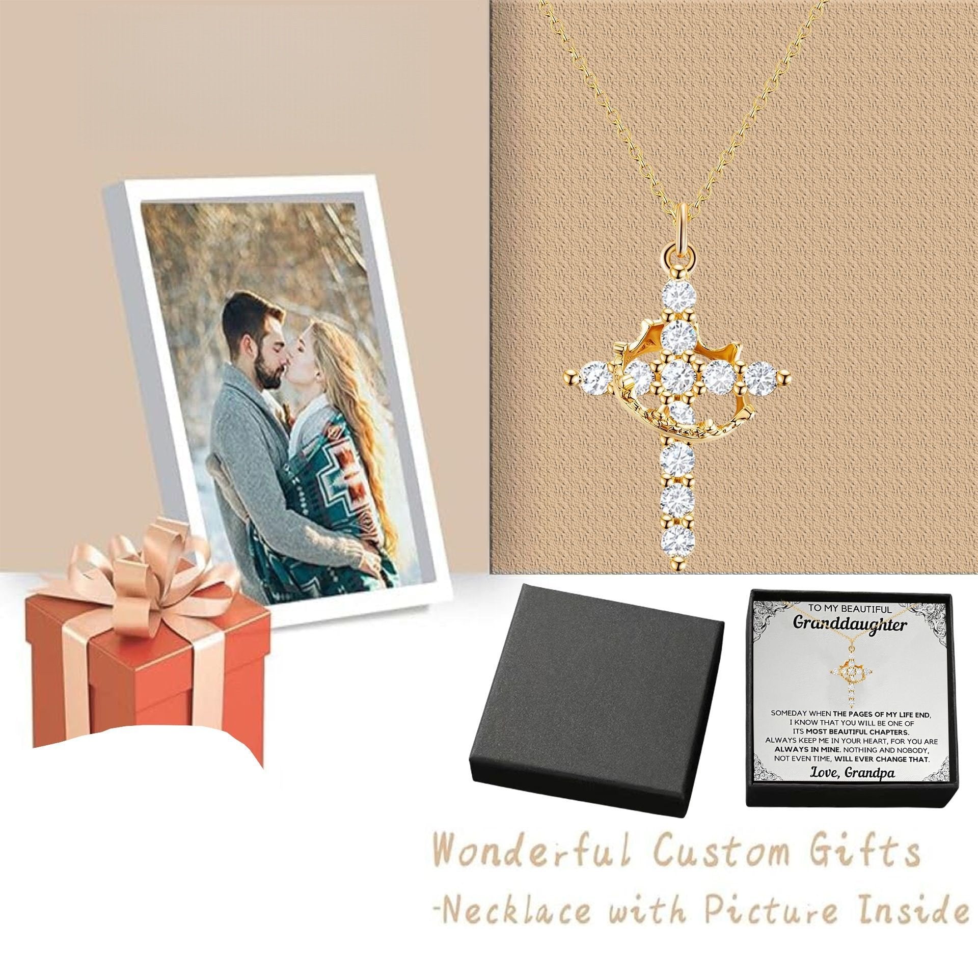 Paved Cross Rotated Crown Necklace